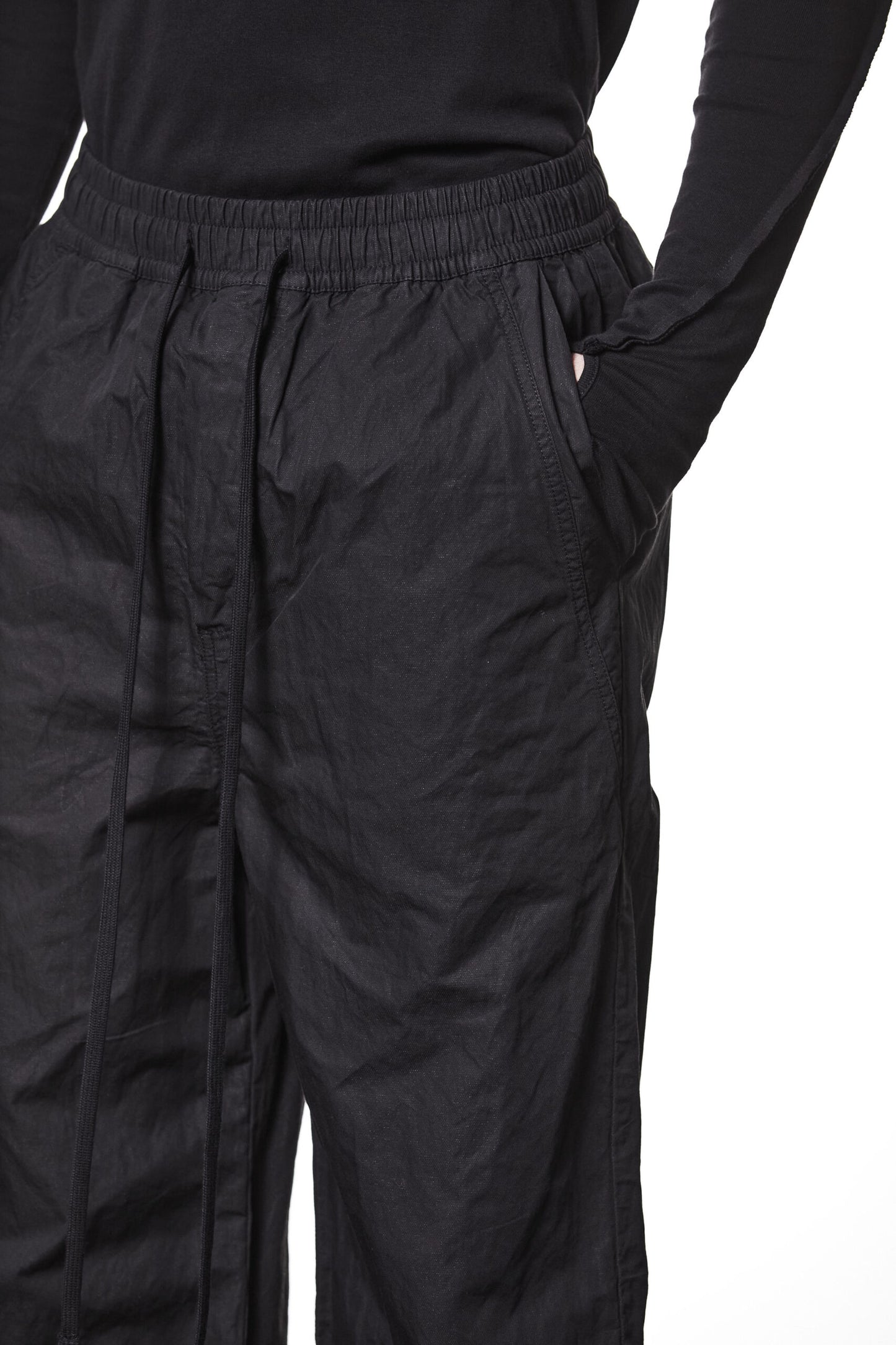 Black Wide Leg Cotton Metallised Pants MP 19