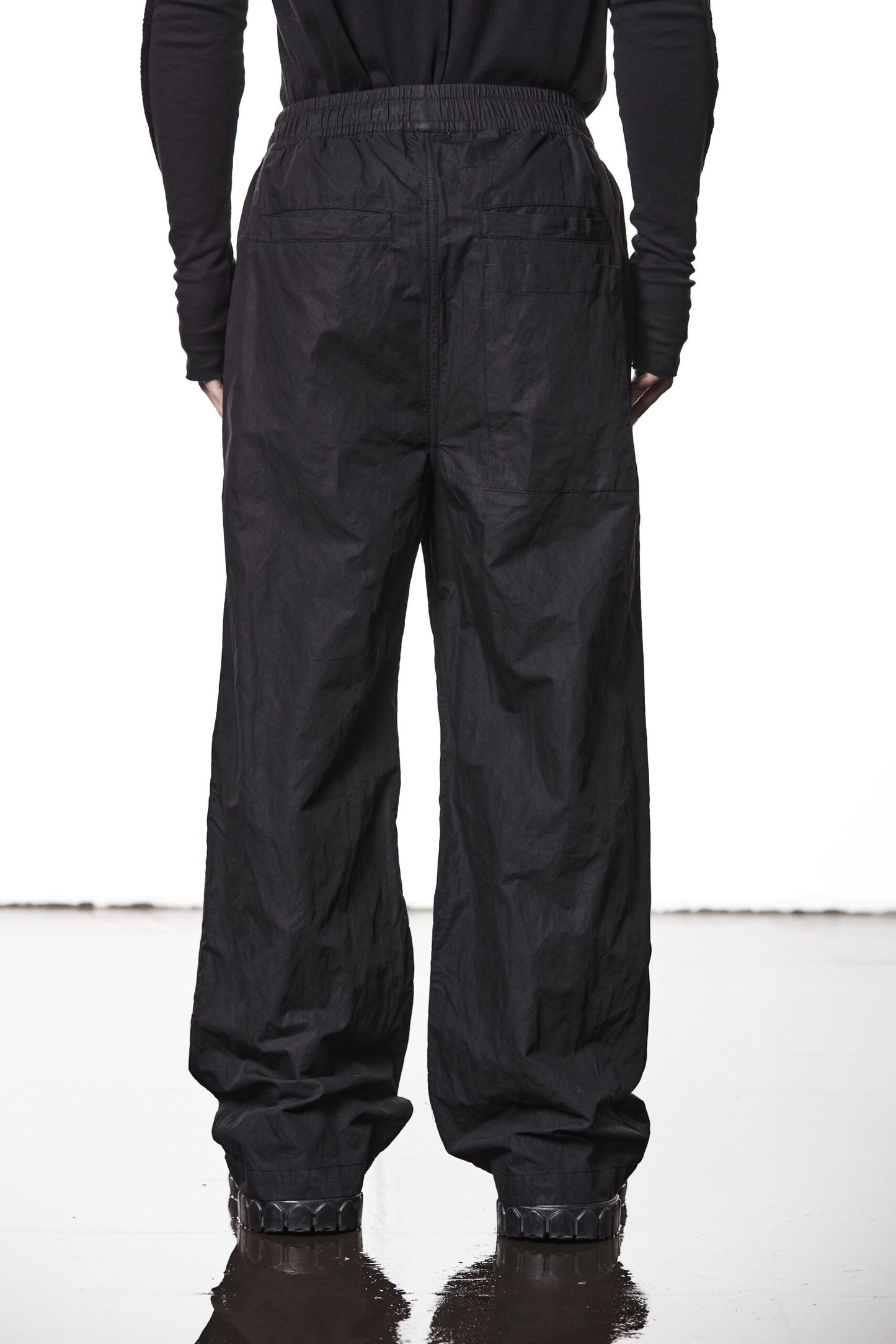 Black Wide Leg Cotton Metallised Pants MP 19