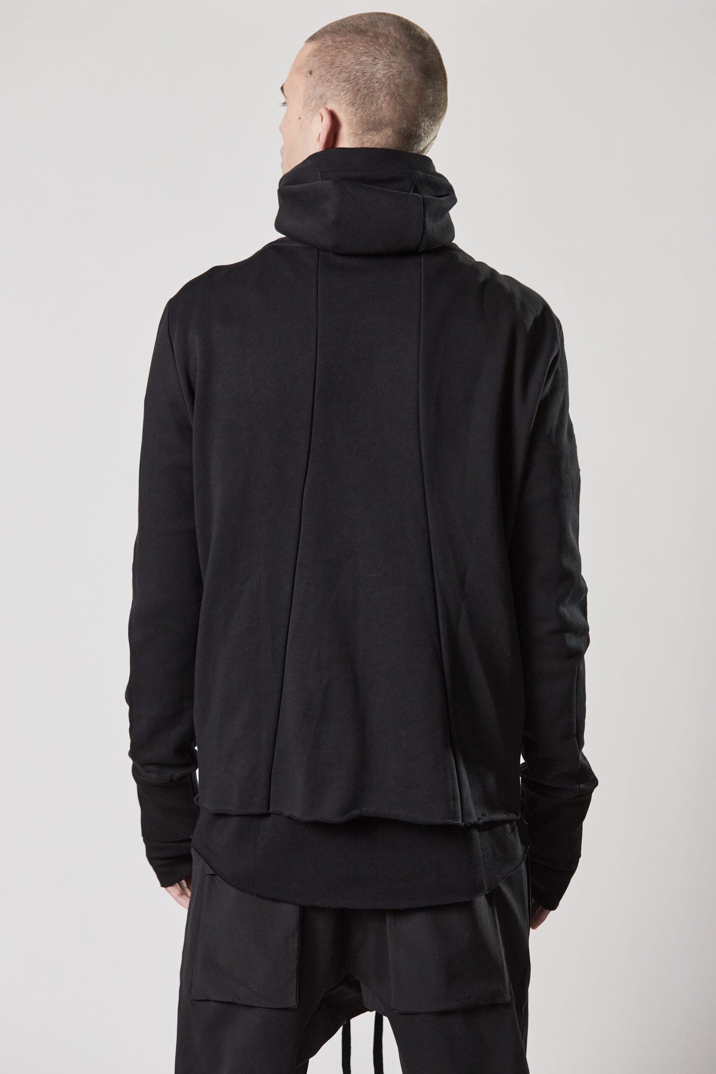 Black Hi-Neck Hooded Zip Jacket MSJ 641