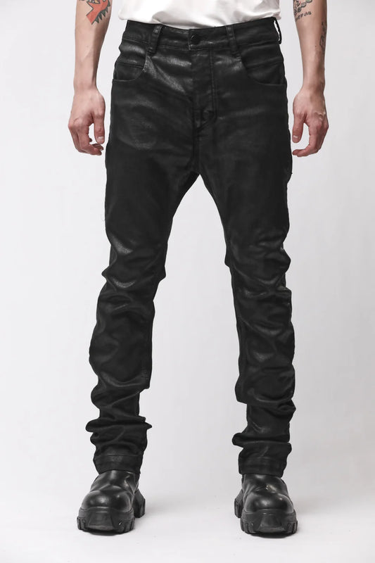 BLACK COATED SLIM DENIM JEANS MT 107