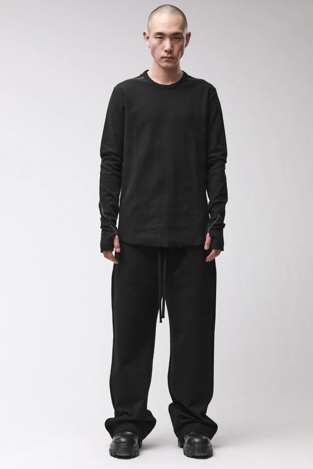 BLACK LONG SLEEVE TEXTURED T-SHIRT MTS 1001