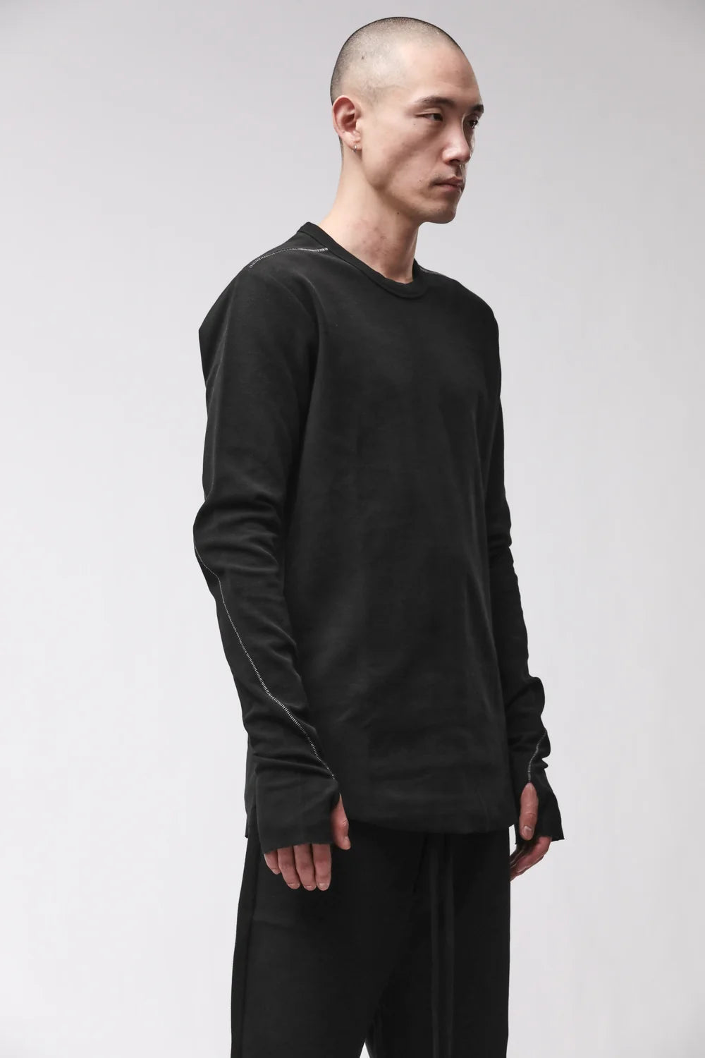 BLACK LONG SLEEVE TEXTURED T-SHIRT MTS 1001