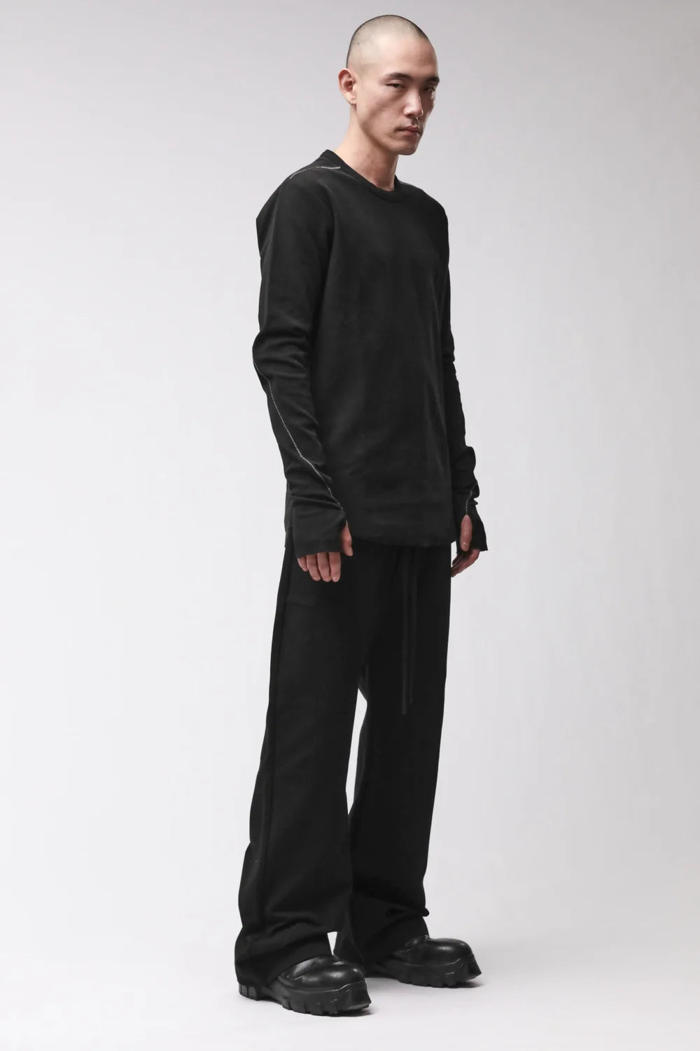 BLACK LONG SLEEVE TEXTURED T-SHIRT MTS 1001