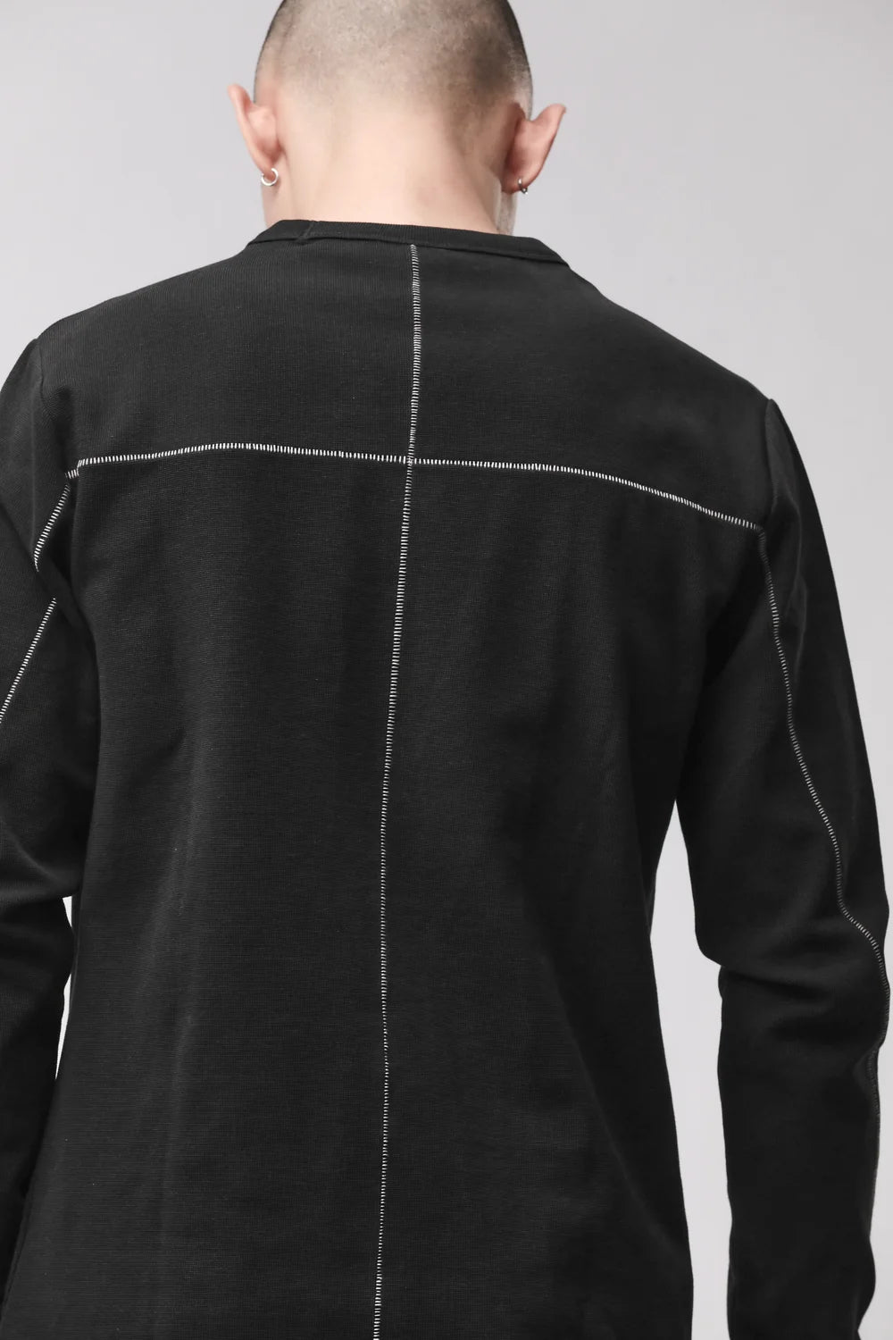 BLACK LONG SLEEVE TEXTURED T-SHIRT MTS 1001