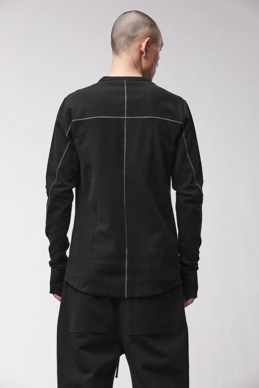 BLACK LONG SLEEVE TEXTURED T-SHIRT MTS 1001