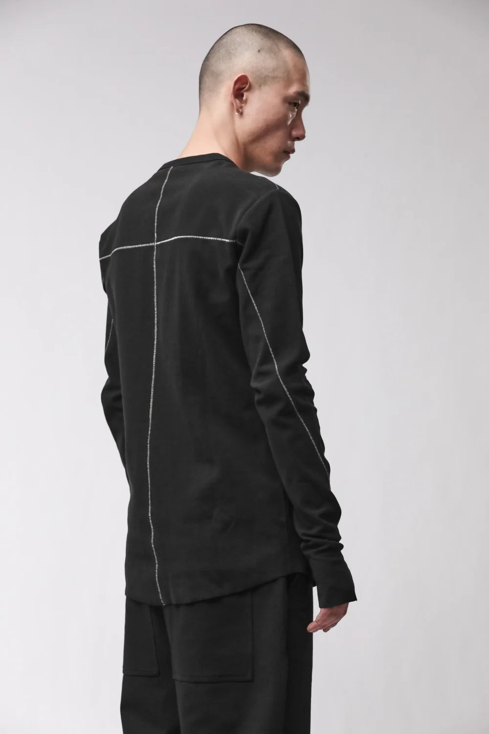 BLACK LONG SLEEVE TEXTURED T-SHIRT MTS 1001