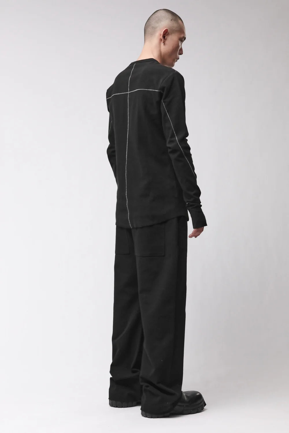 BLACK LONG SLEEVE TEXTURED T-SHIRT MTS 1001