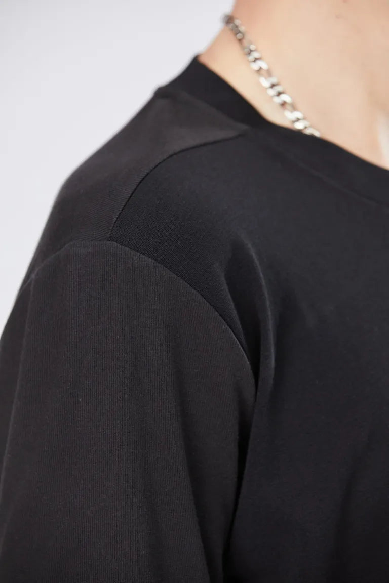 Black Round Neck Shirt 3/4 Sleeves MTS 762