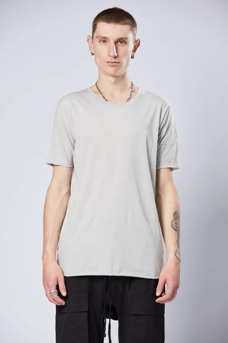 Silver White Round Neck Short Sleeve T-shirt MTS 784