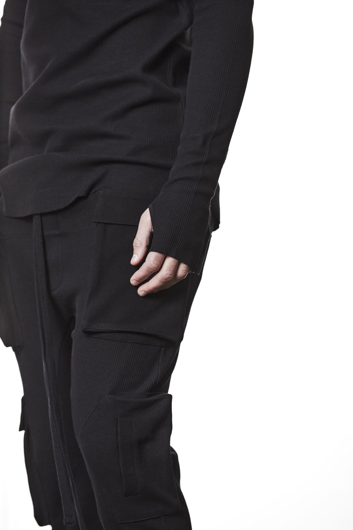 Black with White Contrast Stitch Long Sleeve T-shirt MTS 898