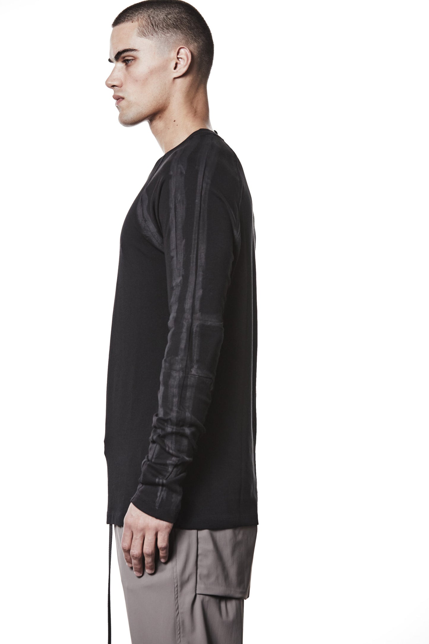 Black Hand Painted Raglan Long Sleeve T-shirt MTS 907