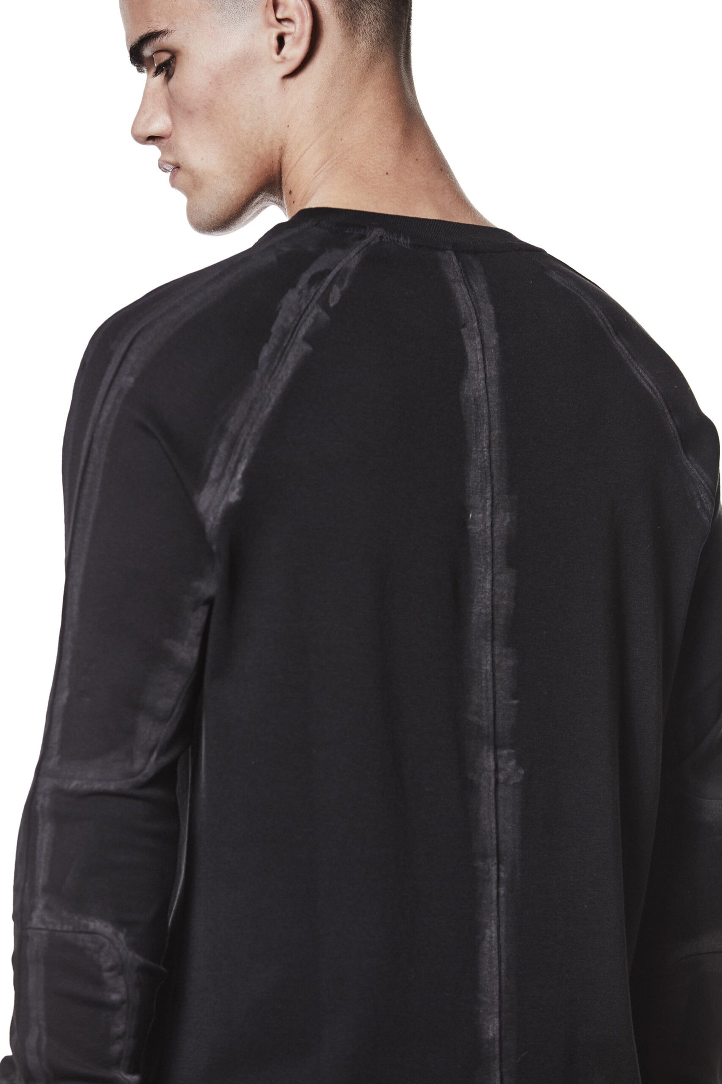 Black Hand Painted Raglan Long Sleeve T-shirt MTS 907