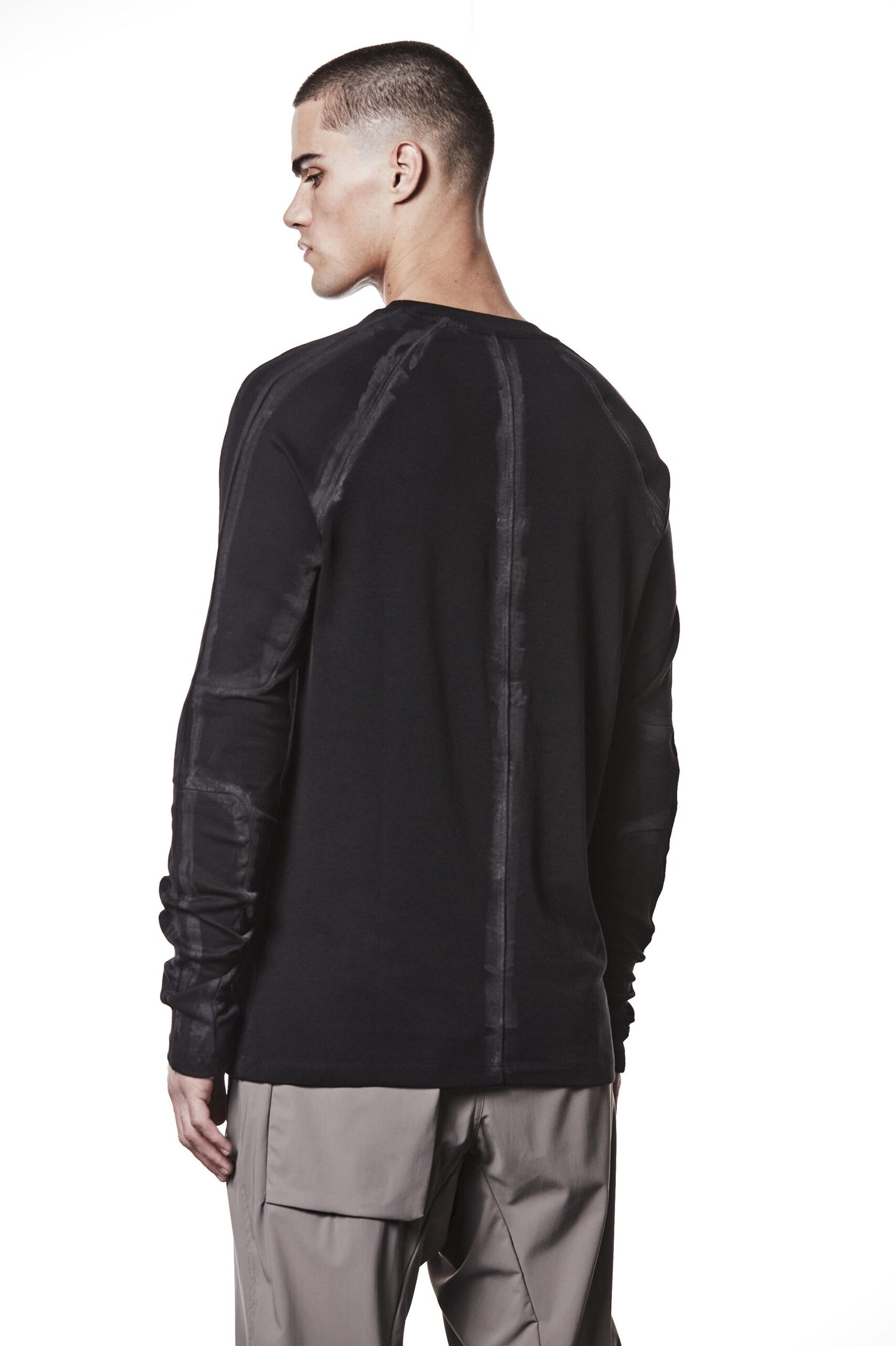 Black Hand Painted Raglan Long Sleeve T-shirt MTS 907