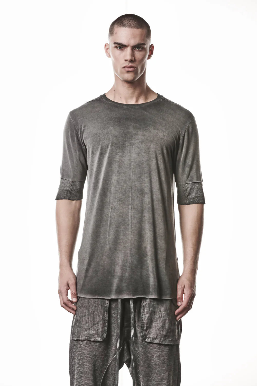 Cold Dye Grey Round Neck Modal T-shirt MTS 940