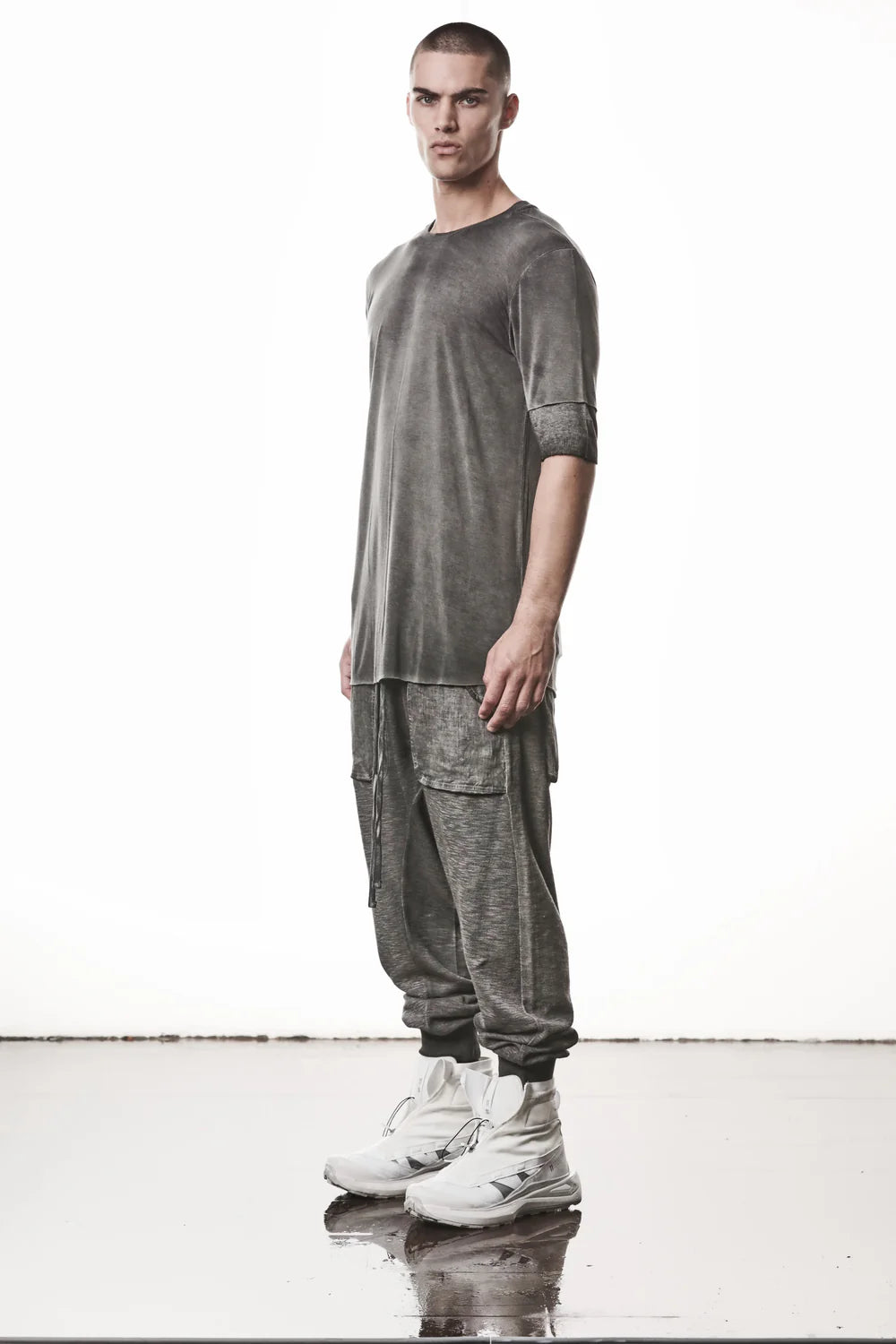 Cold Dye Grey Round Neck Modal T-shirt MTS 940