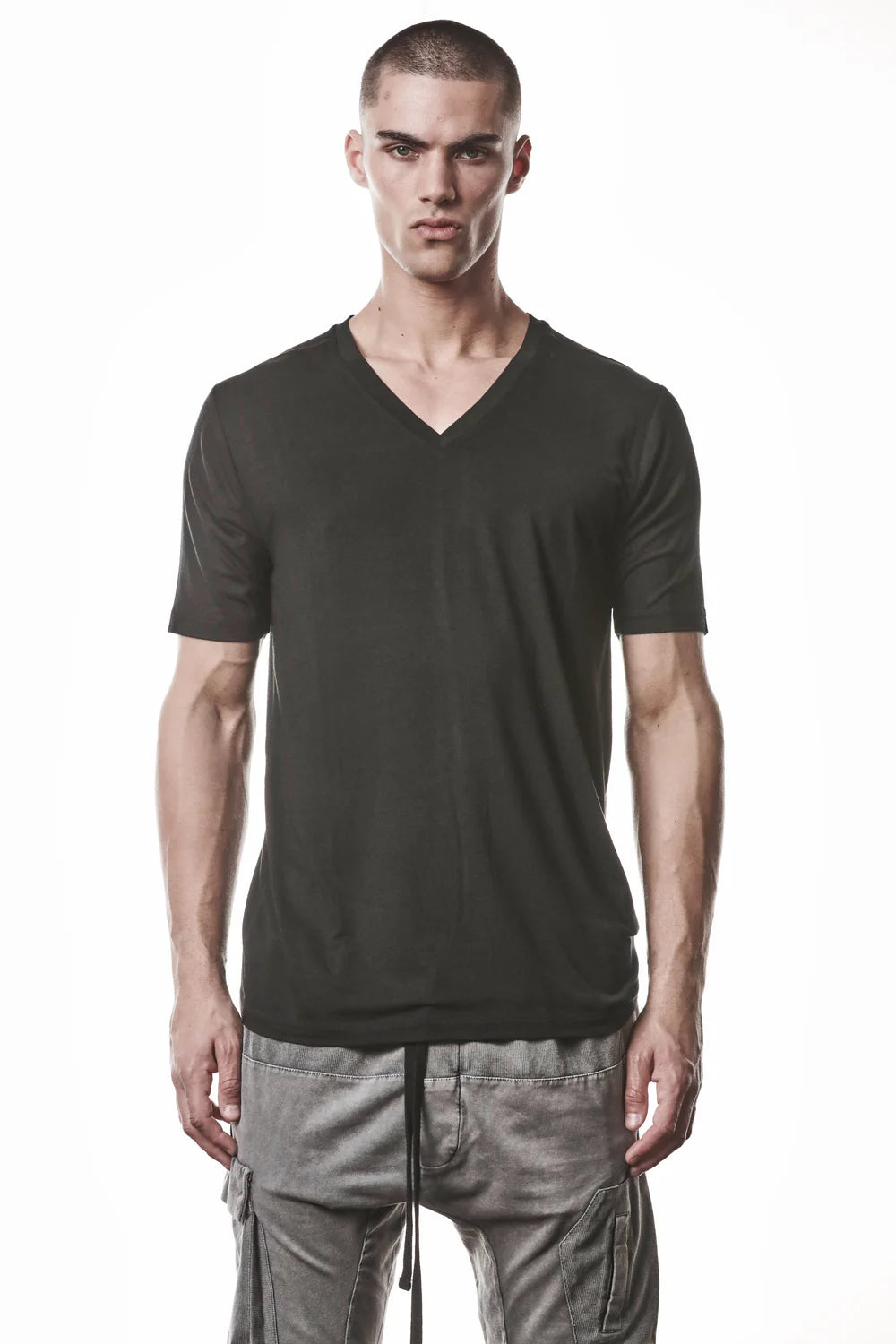 Black V-neck Modal Silk T-shirt MTS 945