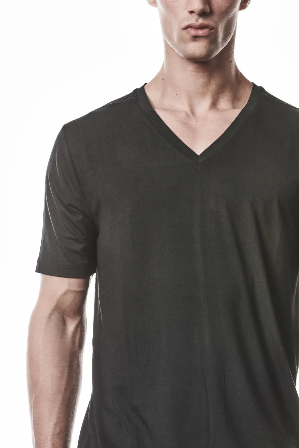 Black V-neck Modal Silk T-shirt MTS 945
