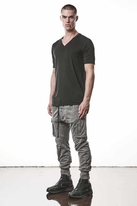 Black V-neck Modal Silk T-shirt MTS 945