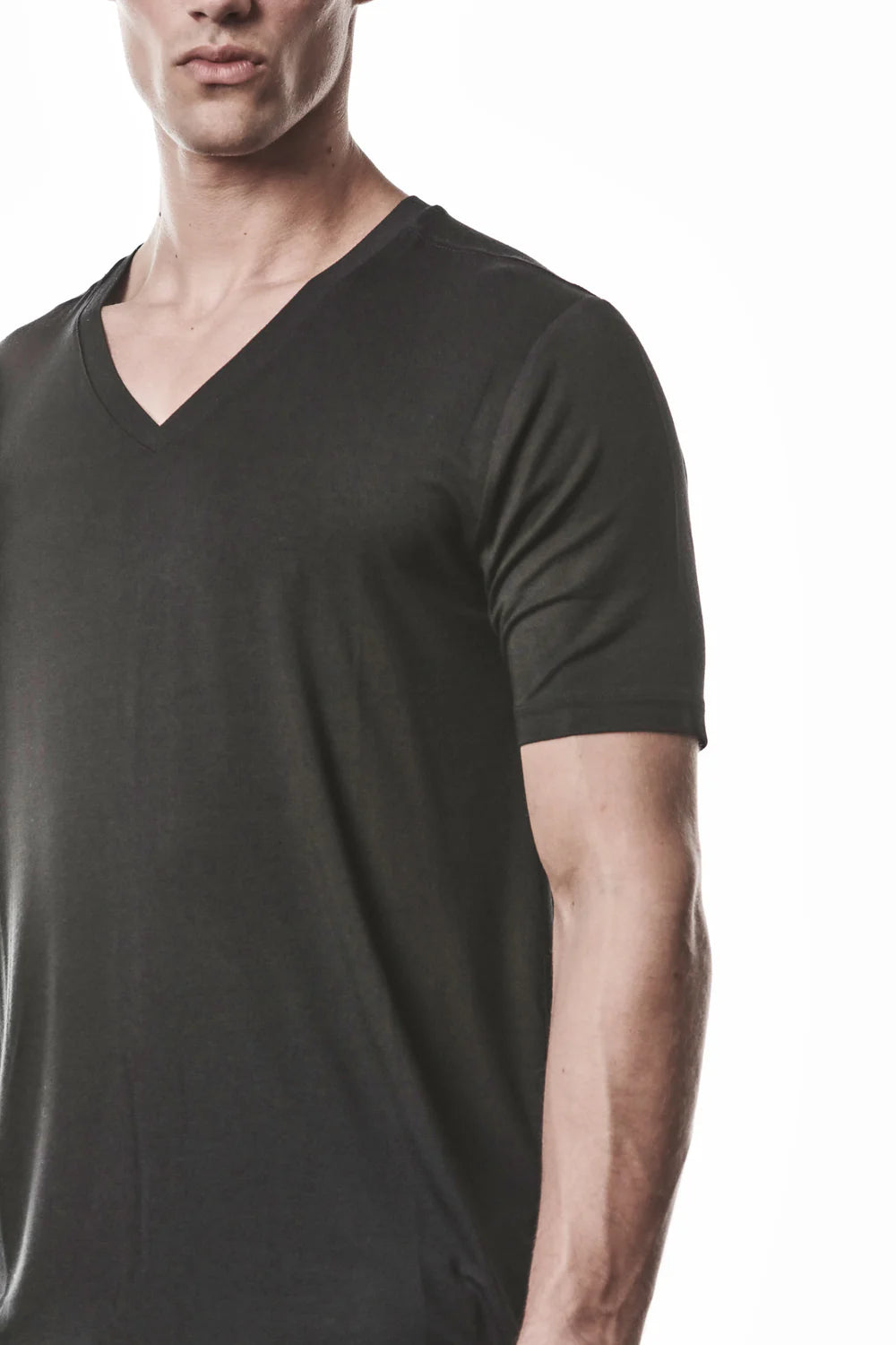 Black V-neck Modal Silk T-shirt MTS 945