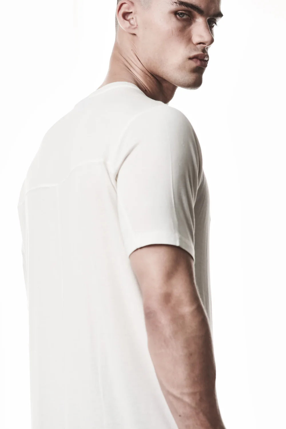 Off White V-neck Modal Silk T-shirt MTS 945