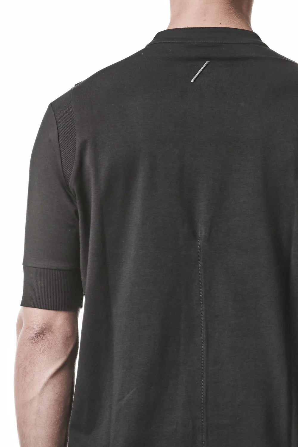 Black Stand-up Collar Cotton Jersey Short Sleeve T-Shirt MTS 951