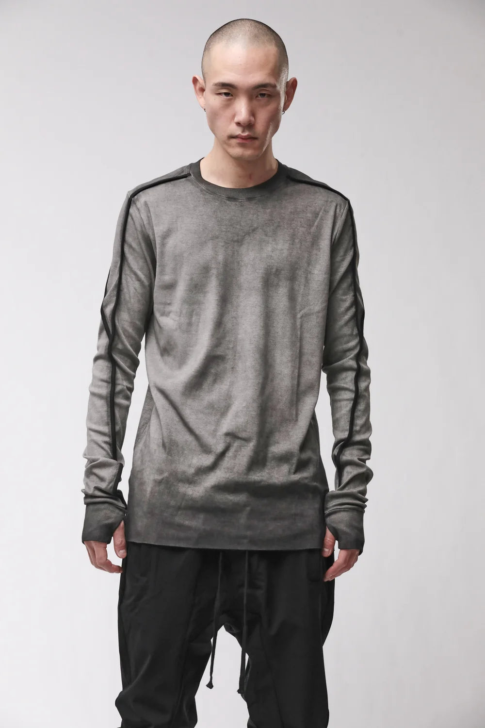 GREY COLD DYE CONTRAST PIPING LONG SLEEVE  MTS 960