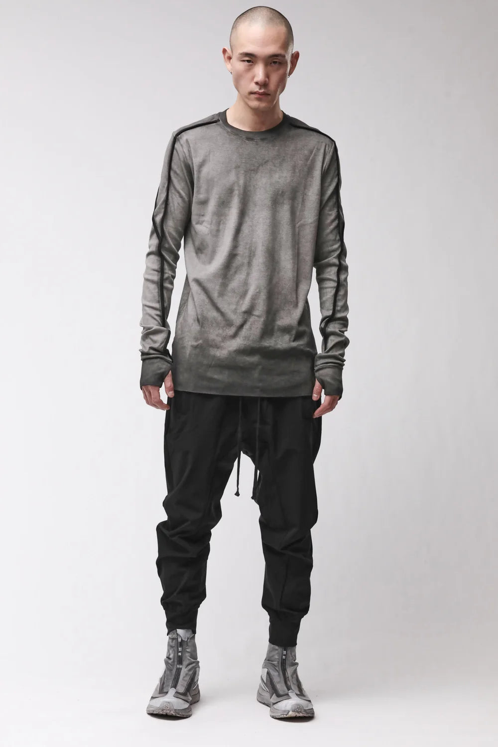 GREY COLD DYE CONTRAST PIPING LONG SLEEVE  MTS 960