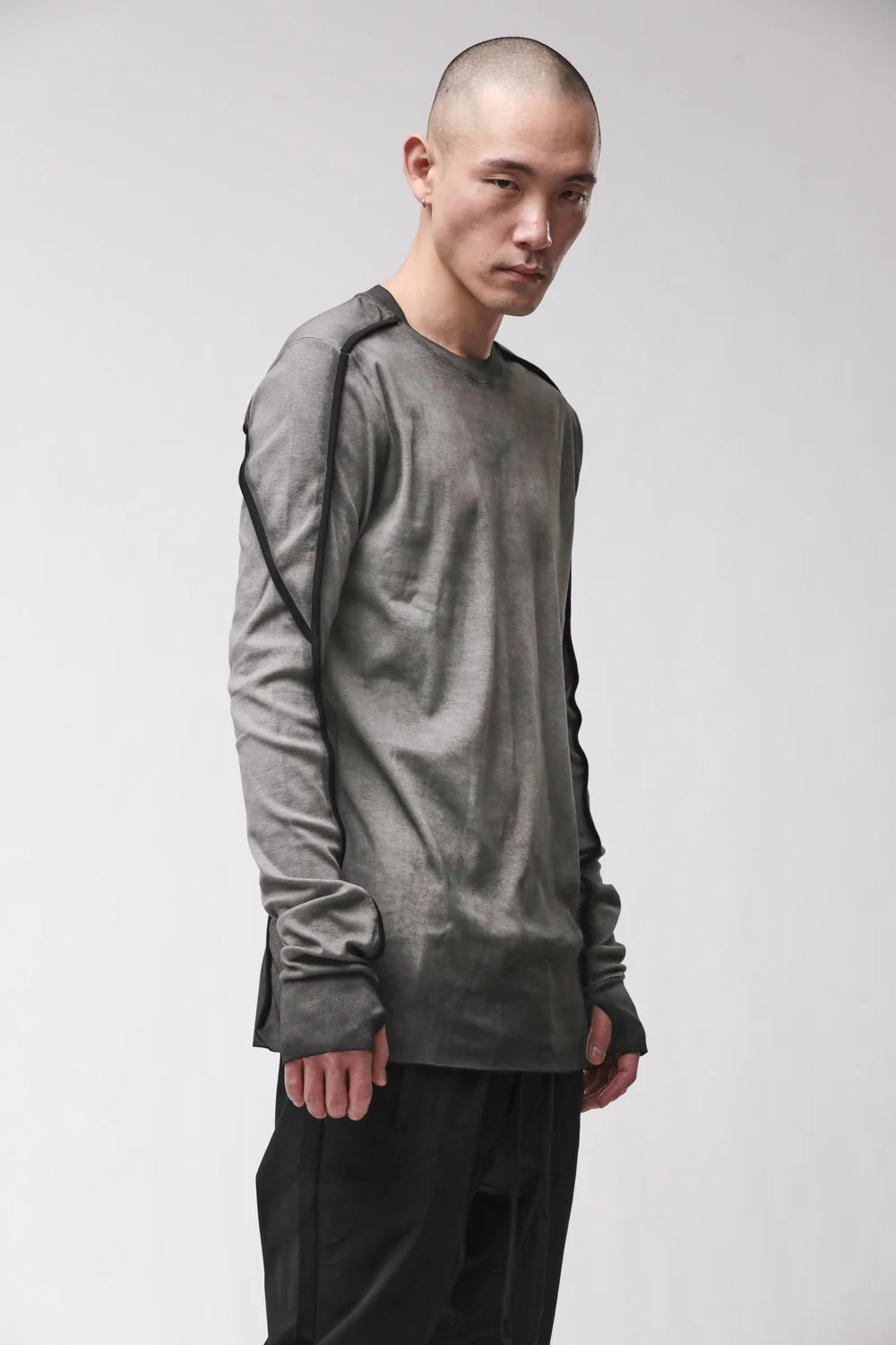 GREY COLD DYE CONTRAST PIPING LONG SLEEVE  MTS 960