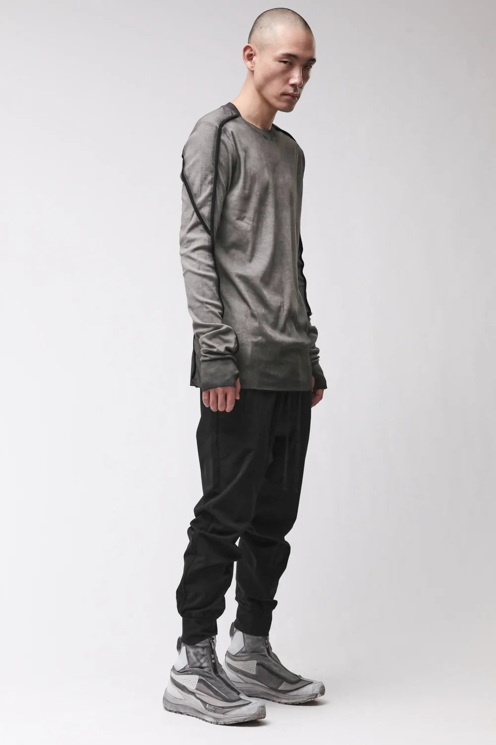 GREY COLD DYE CONTRAST PIPING LONG SLEEVE  MTS 960