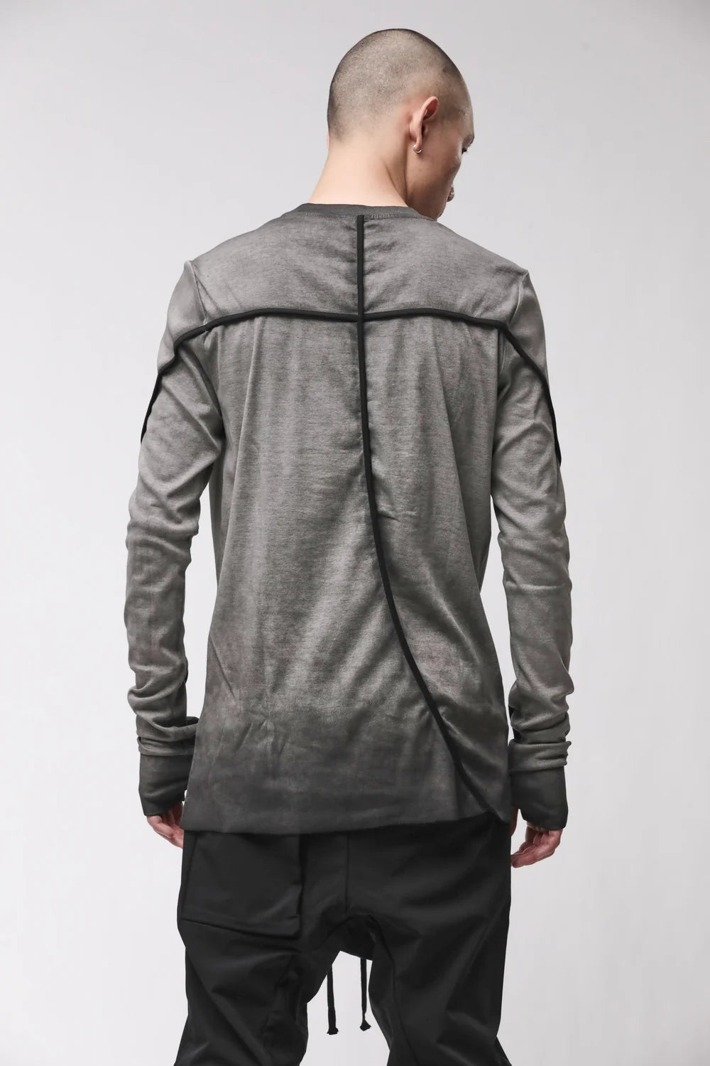 GREY COLD DYE CONTRAST PIPING LONG SLEEVE  MTS 960