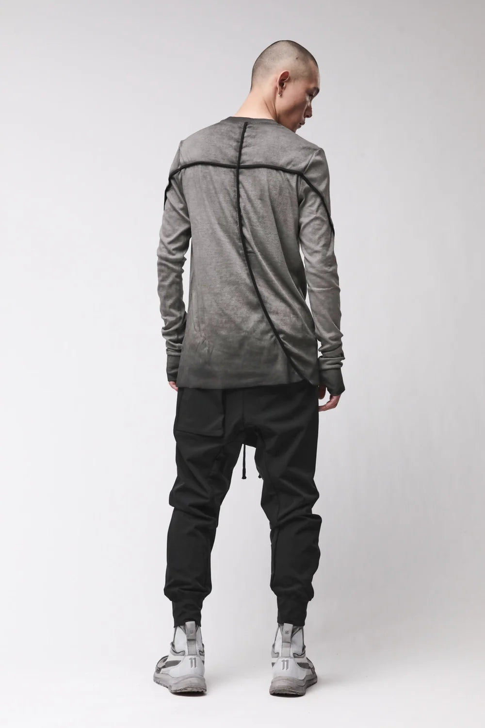 GREY COLD DYE CONTRAST PIPING LONG SLEEVE  MTS 960