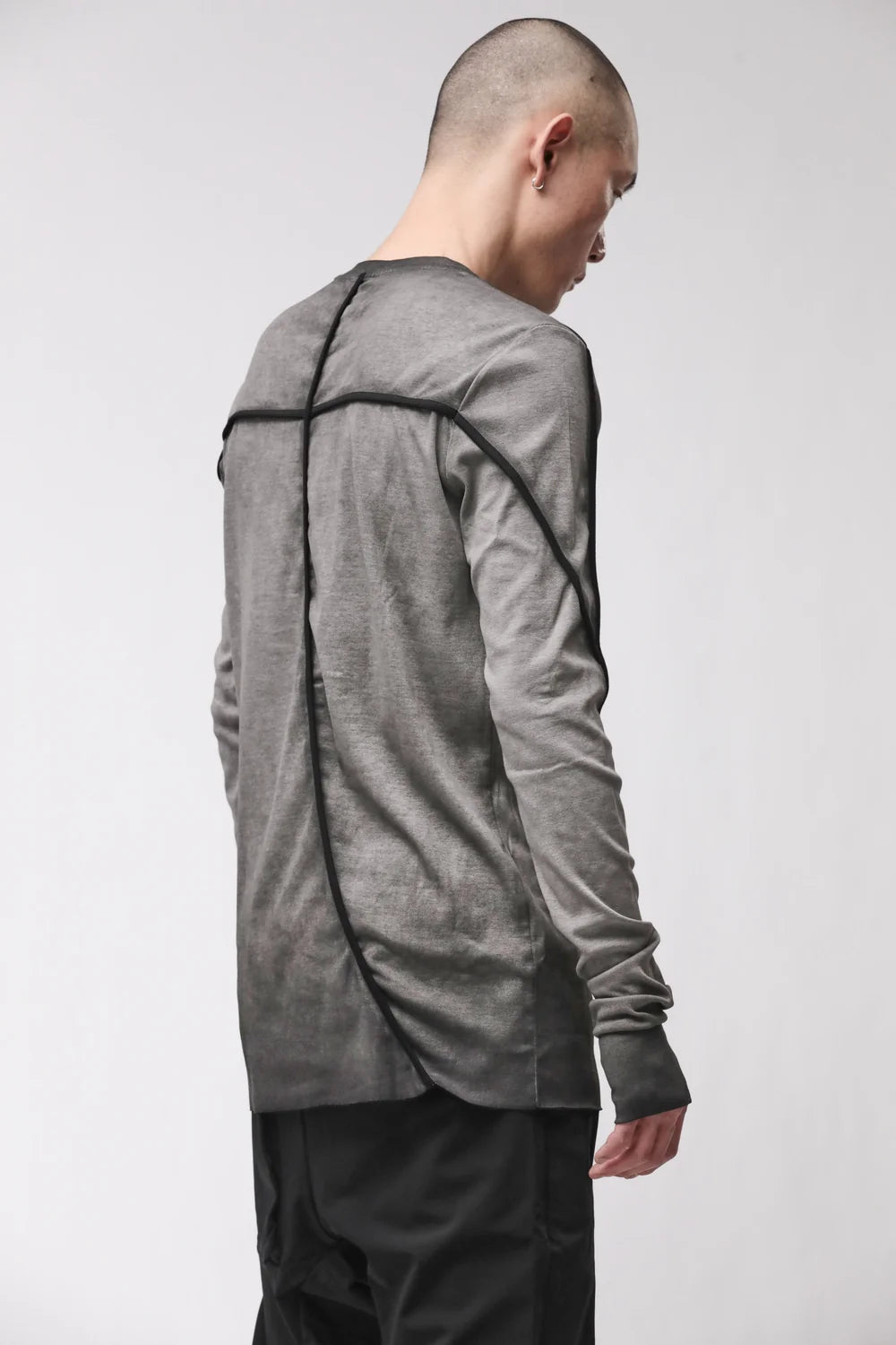 GREY COLD DYE CONTRAST PIPING LONG SLEEVE  MTS 960