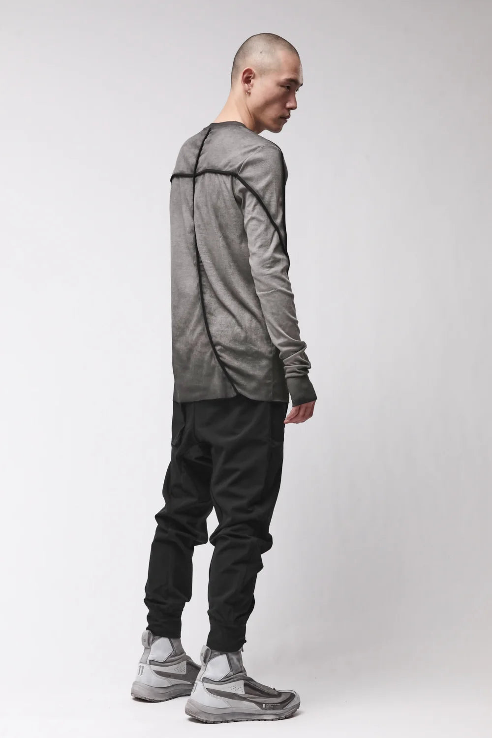 GREY COLD DYE CONTRAST PIPING LONG SLEEVE  MTS 960