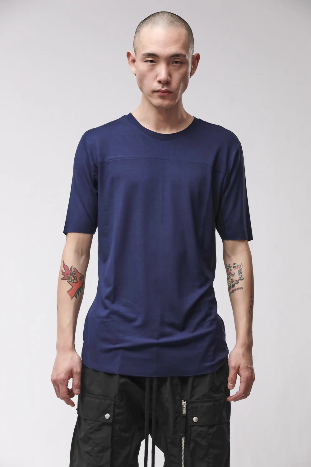 ECLIPSE BLUE VISCOSE RAW EDGE T-SHIRT MTS 973