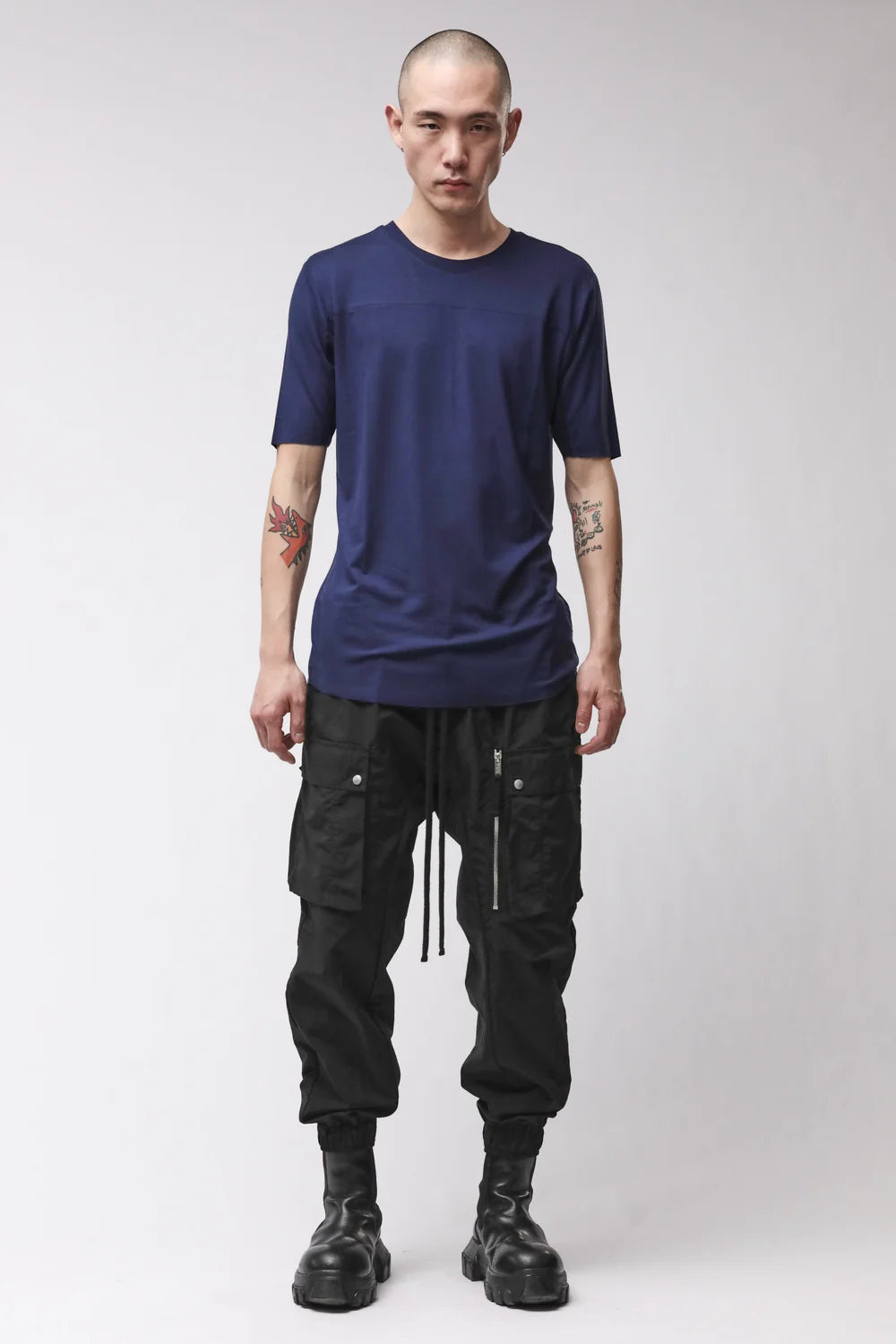 ECLIPSE BLUE VISCOSE RAW EDGE T-SHIRT MTS 973