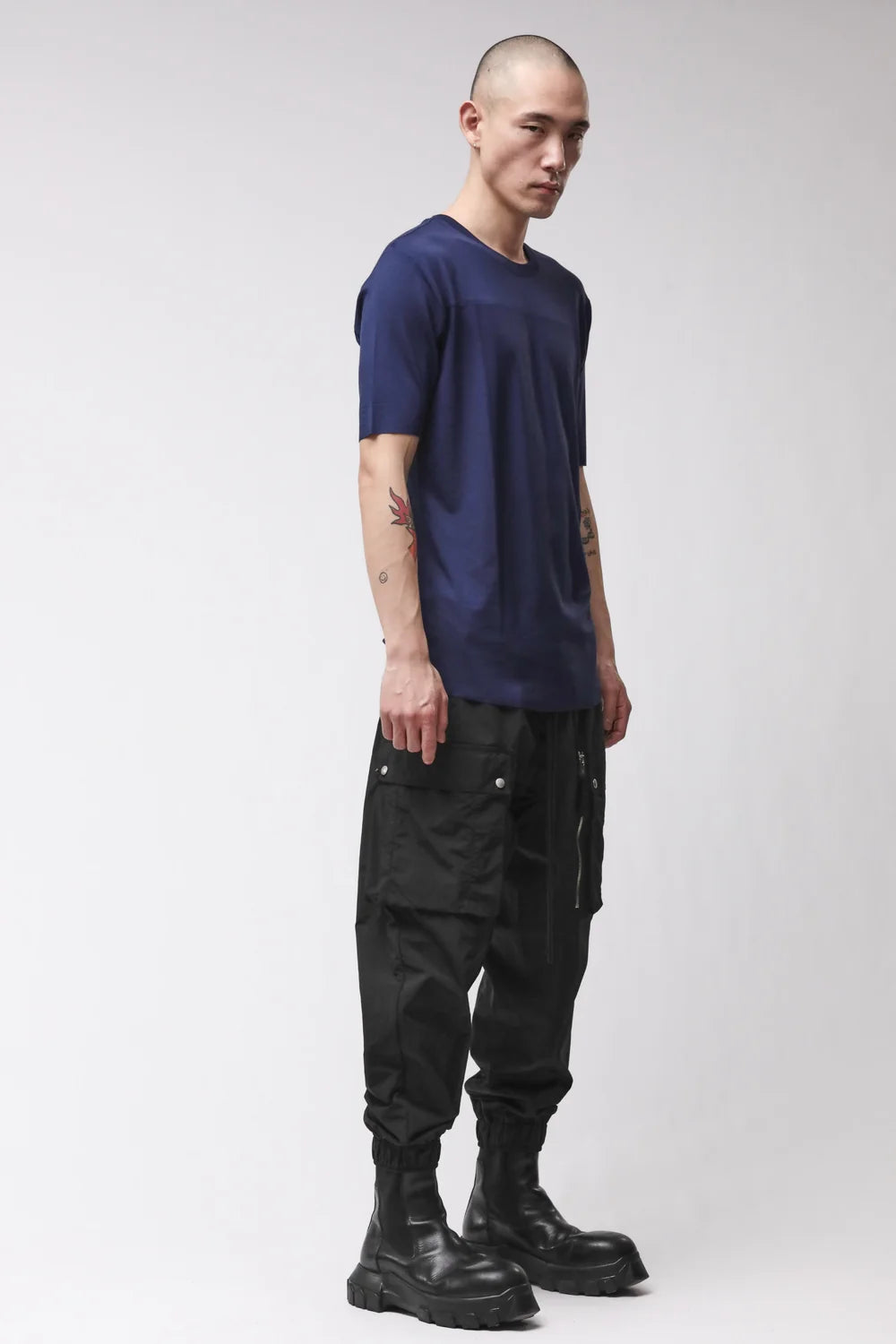 ECLIPSE BLUE VISCOSE RAW EDGE T-SHIRT MTS 973
