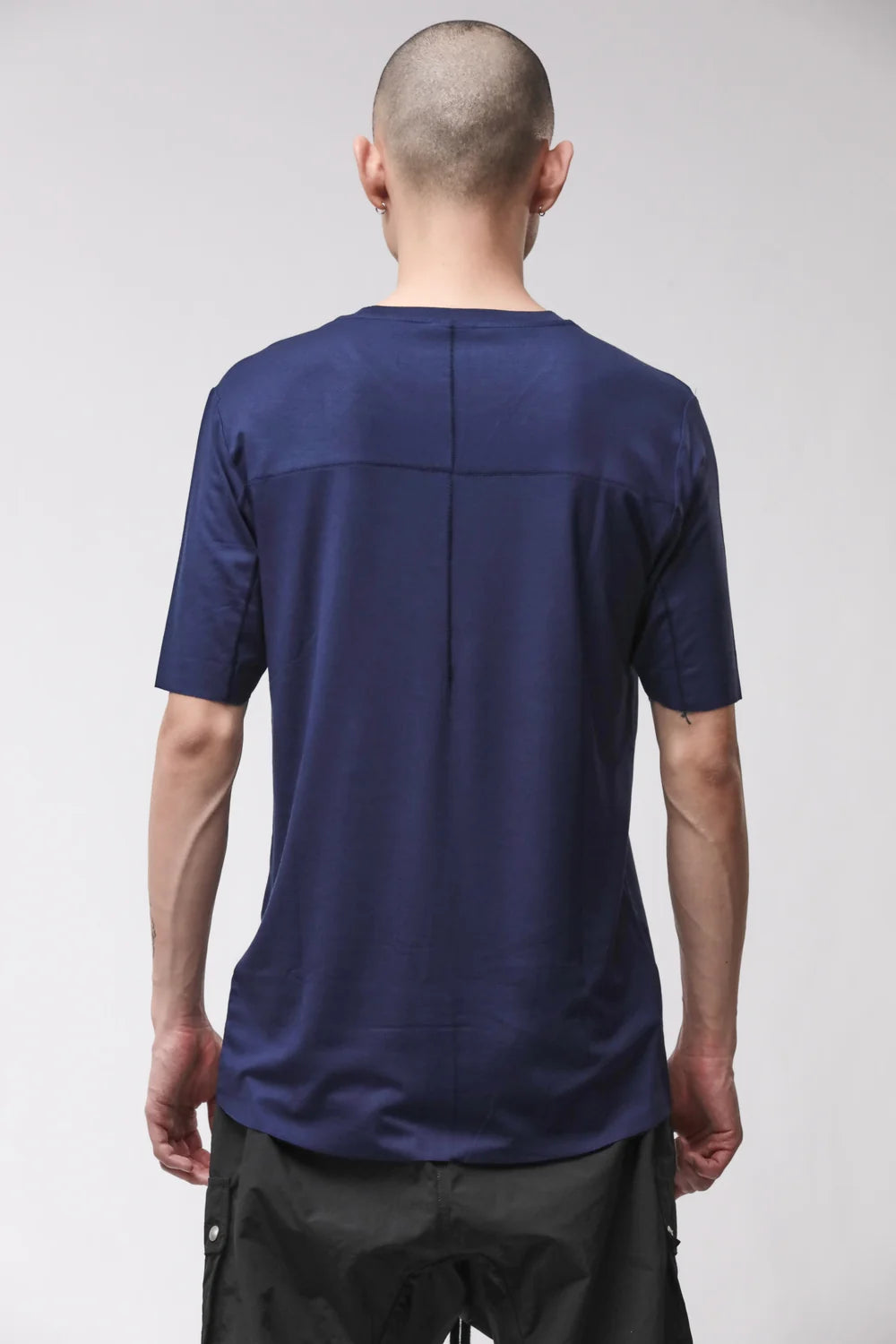 ECLIPSE BLUE VISCOSE RAW EDGE T-SHIRT MTS 973