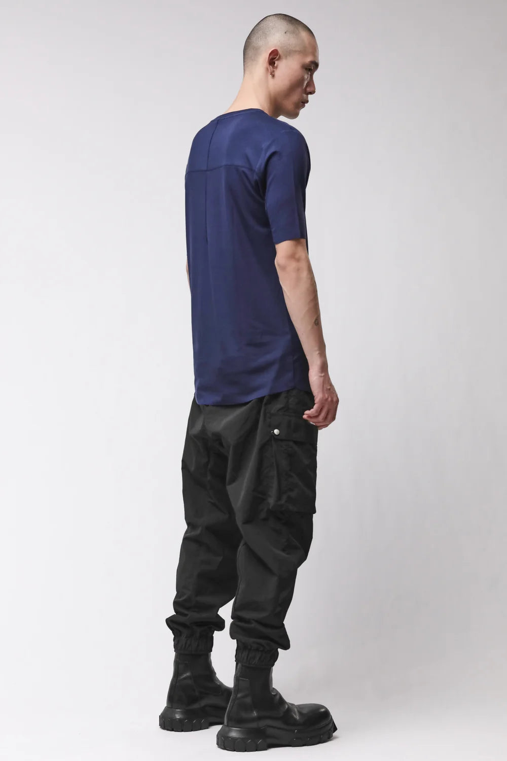 ECLIPSE BLUE VISCOSE RAW EDGE T-SHIRT MTS 973