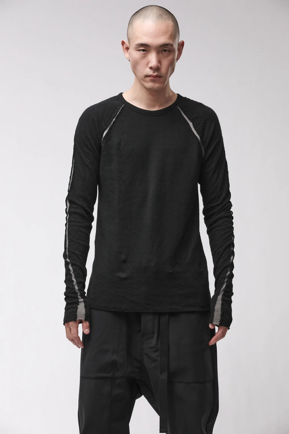 BLACK RAGLAN LONG SLEEVE T-SHIRT MTS 982