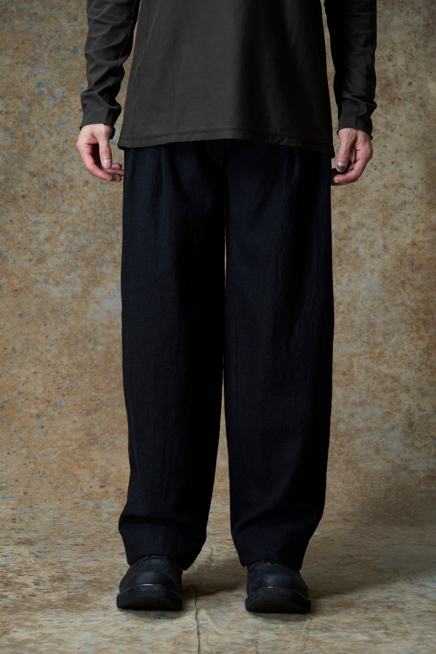 Black Baggy Wide Leg Wool Pants