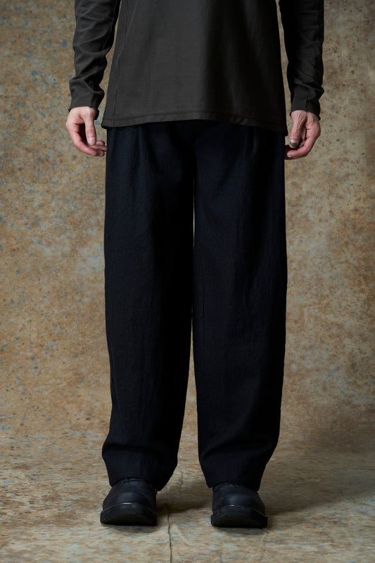 Black Baggy Wide Leg Wool Pants