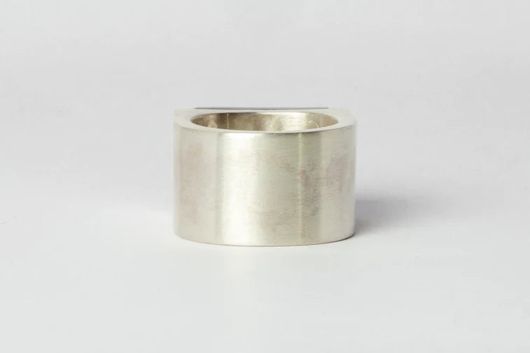 Plate Ring Single 0.4 CT Polished Black Diamond 17mm 2014-6-MA+KA+PBLKDIA