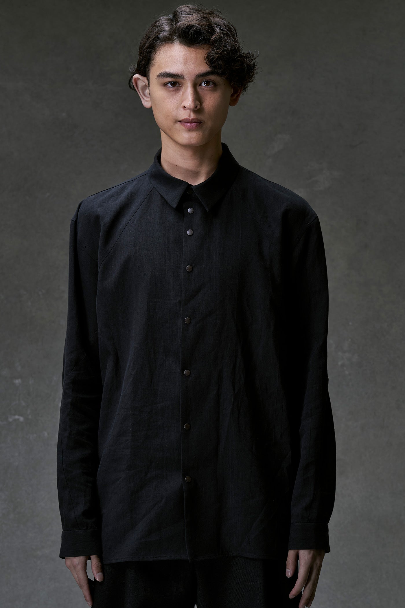 Black Collared Snap Button Shirt