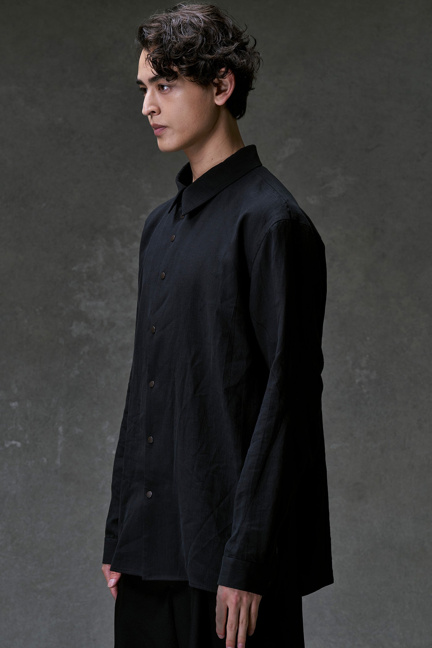 Black Collared Snap Button Shirt