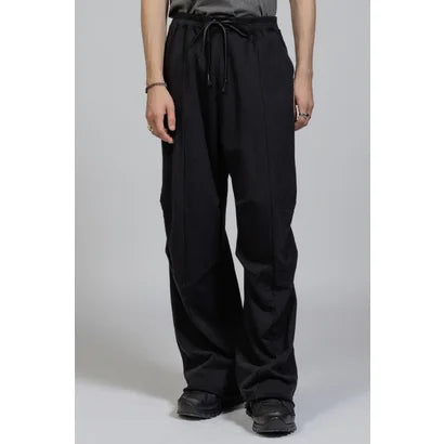 Black Cotton Wide Leg Drawstring Sweat Pants