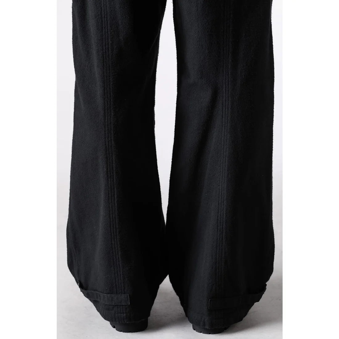 Black Brushed Cotton Twill Wide Leg Trousers