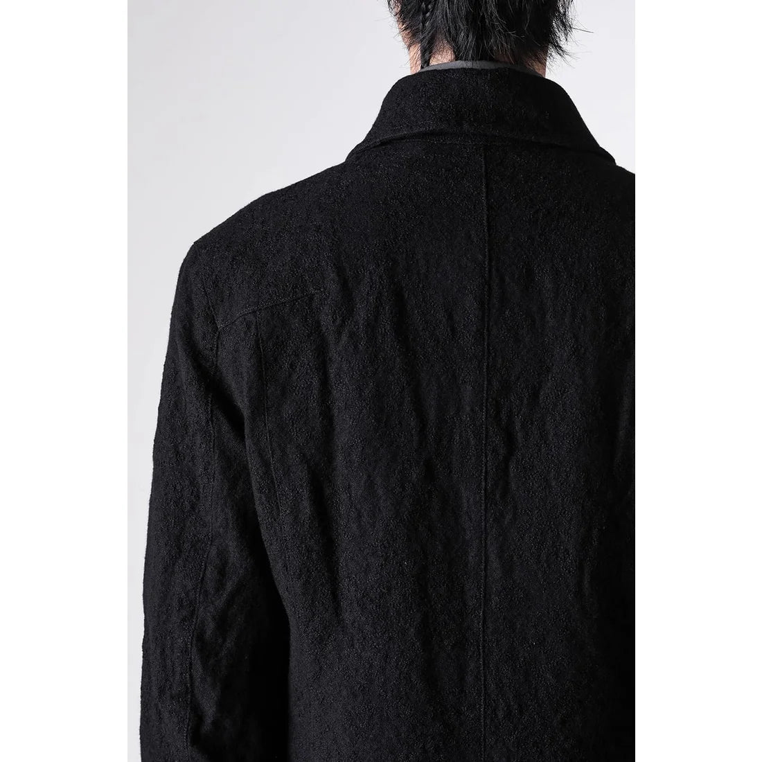 Grey Linen Wool Military Zip-Up Collar Jacket