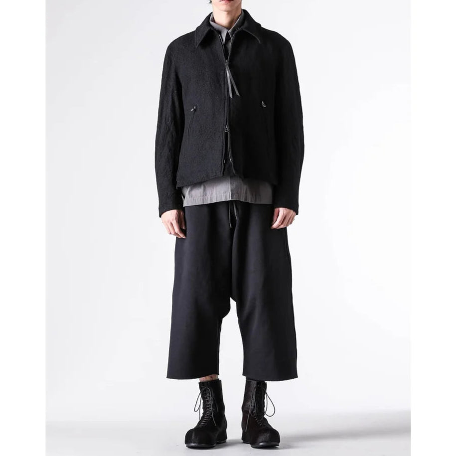 Grey Linen Wool Military Zip-Up Collar Jacket