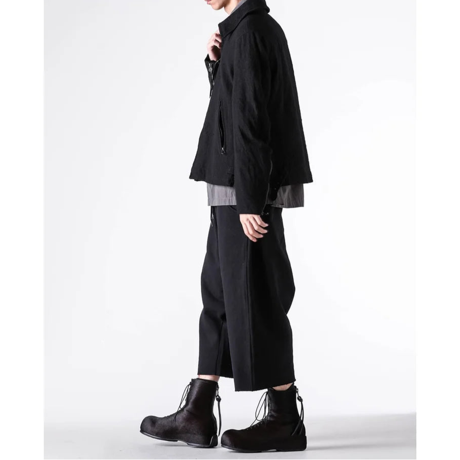 Grey Linen Wool Military Zip-Up Collar Jacket