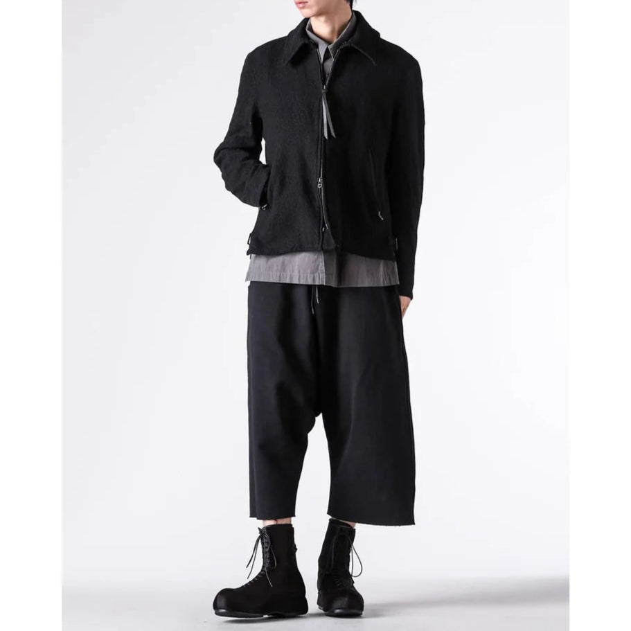 Grey Linen Wool Military Zip-Up Collar Jacket